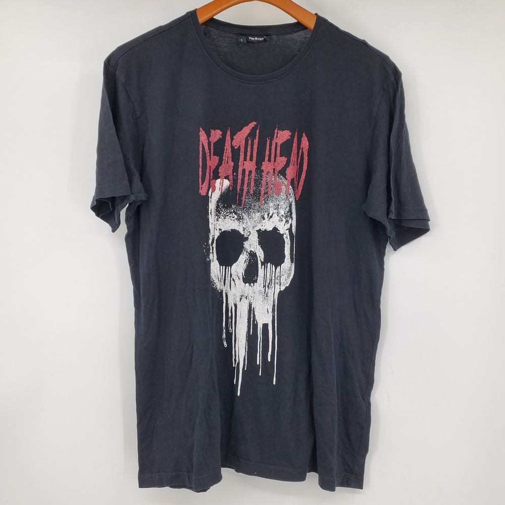 The Kooples Mens Death Head Dripping Skull Graphic T Shirt Black L Goth Grunge